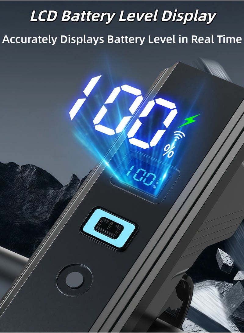 شو وو طقم إضاءة للدراجة، مصباح أمامي + مصباح خلفي للدراجات الجبلية والطرق، وضع ليلي تلقائي، شاشة عرض رقمية للبطارية، مقاوم للماء بمعيار IPX5، شحن سريع من النوع C، مصباح أمامي ومصباح خلفي، 5 أوضاع إضاءة LED فائقة السطوع، لسلامة ركوب الدراجات على الطرق/الجبال/ليلاً، لجميع أنواع الدراجات (طقم إضاءة أمامي وخلفي للدراجة) - Image 5